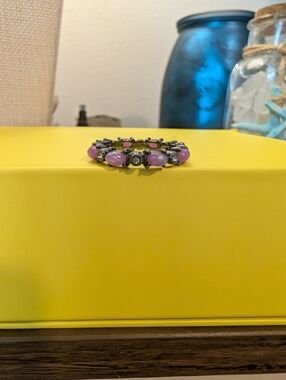 Hematite And Purple Opal Ring Size 9